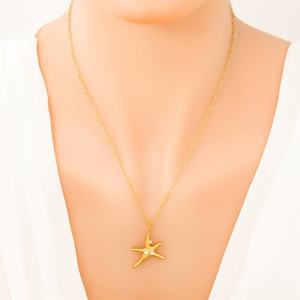 Collier en acier inoxydable plaqué or 18 carats pour femme, pendentif unique léger, chaîne de clavicule, vente en gros - Product Image 3