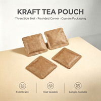 Sachet de thé miniature en papier kraft écologique avec doublure en aluminium, fermeture à trois côtés, coins arrondis, pour l'emballage du thé et du café, minimaliste