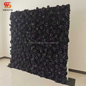SMOOTH - Mural Floral Enrollable Negro Misterioso, Fondo de Pared de Flores Artificiales de Seda en 3D, 8*8 pies, Tamaño Personalizado - Product Image 1