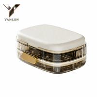 Boîte de rangement en plastique transparente à compartiments, étui portable pour voyage, bijoux, pilules, bureau, maquillage
