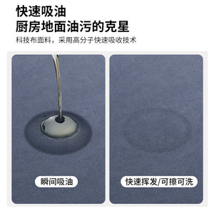 Alfombra de Cocina de Fibra de Poliéster Resistente a las Manchas, Lavable, Antideslizante, Absorbente, Cuadrada, de Color Sólido, Geométrica - Product Image 4