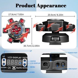 Luz Láser Verde de 6 Brazos Móviles YSH para DJ, 150W RGBW LED, Control DMX512/Remoto, Rotación de 540°, para Discotecas, Fiestas, Bodas - Product Image 2