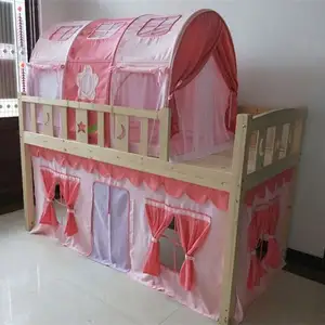 Кровать-палатка YQ JENMW с ограждением, полувысокая кровать, односпальная многофункциональная детская кровать из массива дерева для мужчин и девочек