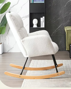 Comfortable High Backrest Accent Rocking <strong>Glider</strong> Chair Padded Seat Upholstered Stainless Steel for Living Room Bedroom Home Hotel - Product Image 5