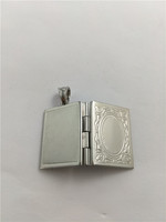 Cadre photo en acier inoxydable, médaillon pas cher, photo gravée, miroir magique en forme de livre, pendentif médaillon, bijoux vintage élégants