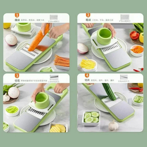 เครื่องหั่นผักอเนกประสงค์ 5-in-1 สแตนเลสอย่างดี ปลอดภัย ใช้งานง่าย สำหรับหั่นมันฝรั่ง กระเทียม แครอท และอื่นๆ - Product Image 5