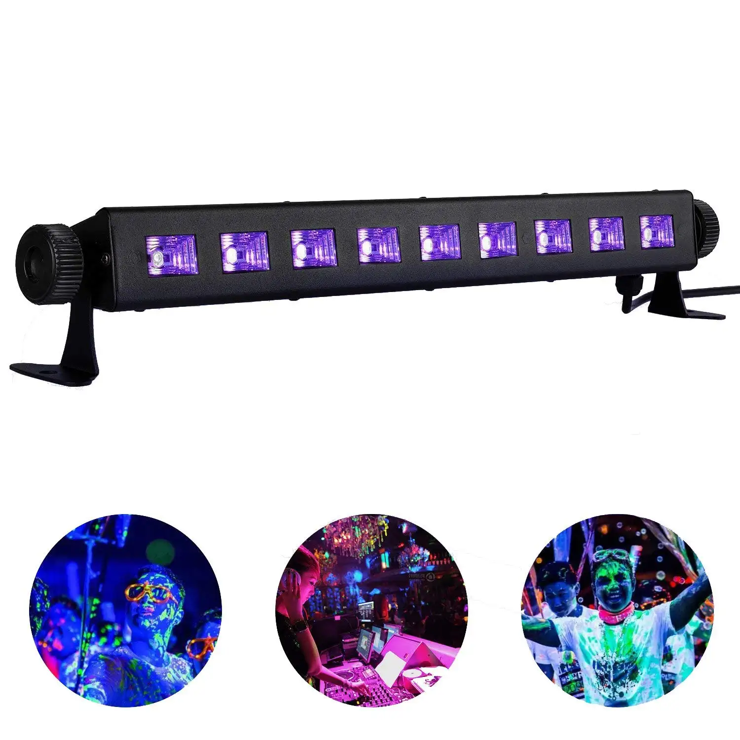 Luz UV preta para festas 30W com 9 unidades * 3W Iluminação UV LED 390nm 410nm Comprimento de onda Luzes UV LED para eventos de discoteca