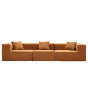 Vacuum Compressed <b>Cream</b> Fabric <b>Sofa</b> Mid Century Frameless Full Sponge Straight <b>Sofa</b> Combination - Product Image 5