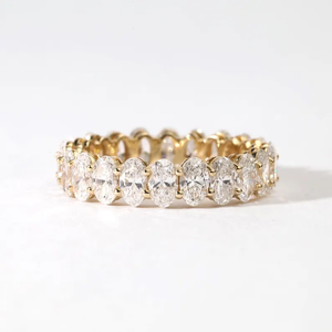 Anillo de Boda Moderno con Diamante Cultivado en Laboratorio de Corte Ovalado, Oro Blanco Sólido, Anillo Apilable Minimalista, Joyería Elegante para Aniversario - Product Image 1