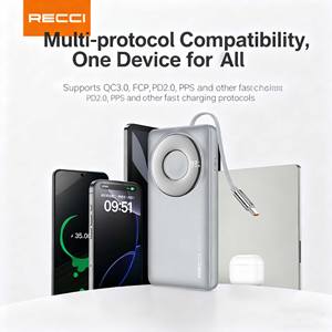 RECCI RPB-P58 10000mAh 22.5W Chargeur portable à charge rapide avec câble rétractable intégré - Product Image 6