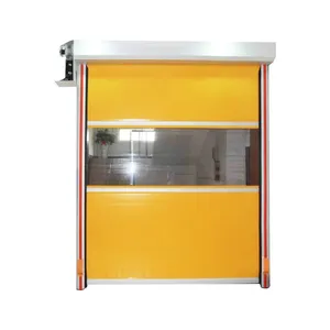 Puerta de persiana enrollable automática de plástico pvc de alta velocidad para almacén con vista clara
