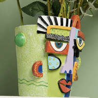 Pot de fleurs en résine coloré style Picasso, motif visage abstrait, pour décoration moderne de la maison, vase tête unique en résine, pot de fleurs de jardin