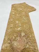 Tissu en dentelle à paillettes 100% polyester avec broderie florale pour robes de mariée et vêtements élégants de luxe