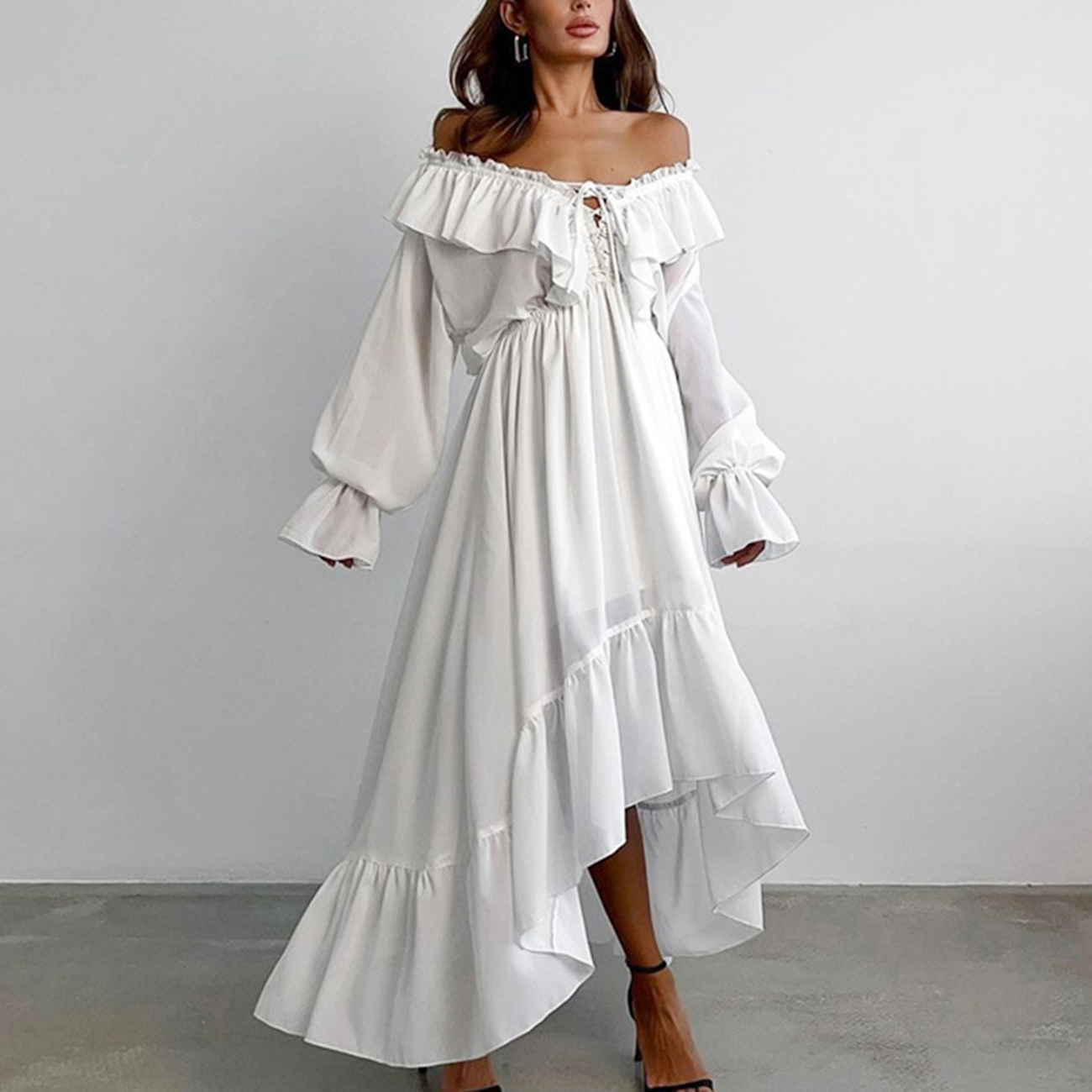 Shoulder White Loose Chiffon Dress White Lux Chiffon Bridesmaid Dresses