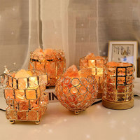 Lámpara de sal del Himalaya, lámpara de cristal de sal de pirámide Led USB, Lámpara decorativa de cristal, ambiente