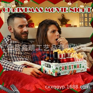 Caja de aperitivos rectangular de madera para la noche de cine navideña, contenedor de almacenamiento para palomitas, refrescos y decoraciones de fiesta - Product Image 2