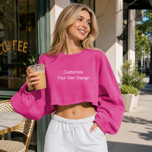 Camiseta Corta Extra Grande Personalizada para Mujer, 100% Algodón, Lavado Vintage, Impresión de Logotipo Personalizado, Estilo Casual Urbano, Hombros Caídos - Product Image 3
