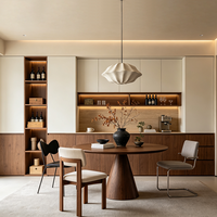 Ensemble de table à manger en noyer, buffet de style Japandi, armoire de rangement personnalisée, meubles en bois massif minimalistes, armoire à vin
