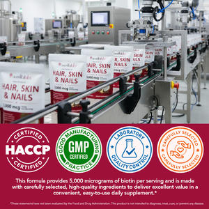 Complément alimentaire naturel et biologique pour la croissance des cheveux, des ongles et de la peau, à base de biotine, en gélules souples (400 unités), marque privée, pour femmes. - Product Image 2