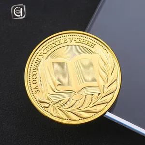 Aangepaste Spuitgieten 3D Logo Graveren Heldere Gouden Aluminium Metal Coin