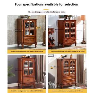 Armário de Vinho Estilo Americano Compacto - Armário de Vinho Retro em Madeira Sólida com Painel Elevado para Sala de Estar Europeia - Product Image 5