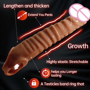 Préservatif extra long de 9 pouces (23 cm) avec anneau retardateur d'éjaculation vibrant, jouet sexuel <span class=keywords><strong>XXL</strong></span>-<span class=keywords><strong>XXL</strong></span>-<span class=keywords><strong>XXL</strong></span> pour hommes, pour une durée prolongée - Product Image 3