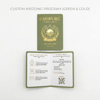Carte d'invitation de mariage personnalisée de luxe en papier avec enveloppe de style passeport et ensemble d'enveloppes pour invitation de mariage