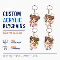 Porte-clés en acrylique personnalisé Anime, chaîne à maillons, acrylique brillant de 5 mm d'épaisseur, impression UV personnalisée, impression d'illustrations sur mesure, vente en gros d'usine OEM
