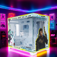 Cyberpunk 2077 Themed Gaming Computer Cases & Towers - Micro ATX with Tempered Glass Window & Aluminum Alloy Construction