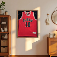Vitrine de présentation en bois de chêne faite à la main pour maillot de basket-ball imprimé en couleur, cadre type boîte à ombre, vente en gros, approvisionnement direct usine en vrac