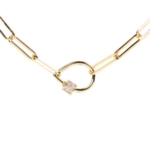 قلادة سلسلة ذهبية سميكة بقفل كارابينر، قلادة سلسلة مستطيلة بقفل - Product Image 3