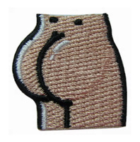 Patch thermocollant brodé avec applique motif dessin animé amusant 'BIG ASS BOTTOM' noir et marron, haute définition, insigne personnalisé, blason d'identité AWELLS