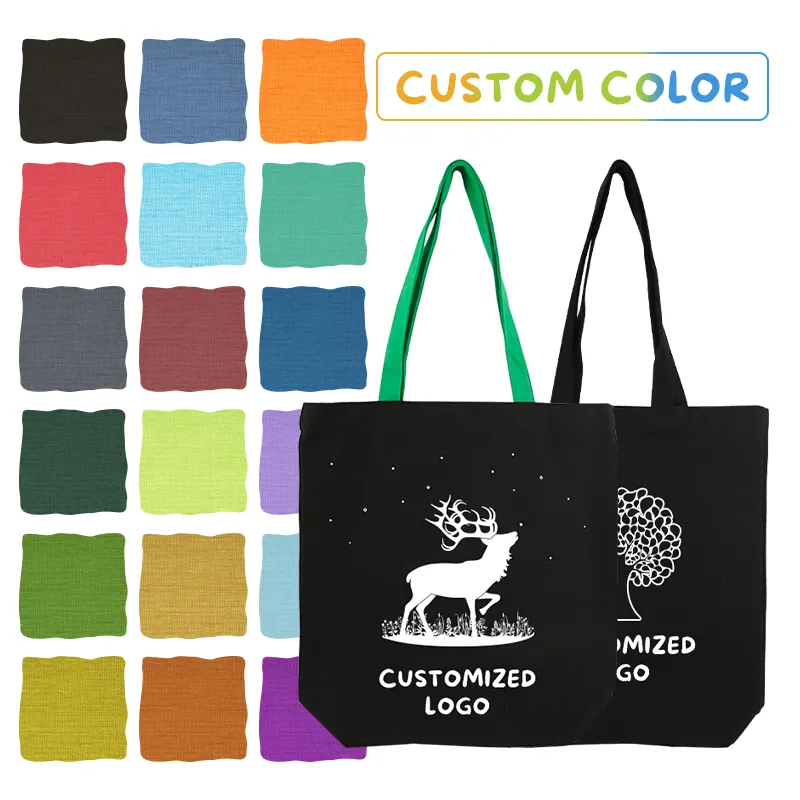 Wholesale Plain Women's Canvas Tote Bag with Cotton Promotion Waterproof White Tote Bag Custom Printed Logo