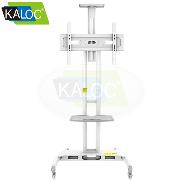 Kaloc150/W White Color Foldable Tv Stand with Wheels Heavy Duty Mobile TV Cart with Mount Fit 32 to 65 Inches Lcd Led Smart