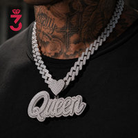 Colgante con Letra AD Personalizada, Diseño Completo en Moissanita VVS, Plata de Ley 925, Chapado en Oro de 14K/18K, Joyería Hip Hop con Diamantes