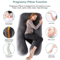 Almohada de Maternidad en Forma de U, de Espuma Viscoelástica, Altura Ajustable, con Cojín de Terciopelo para Soporte de Vientre, Espalda y Cadera