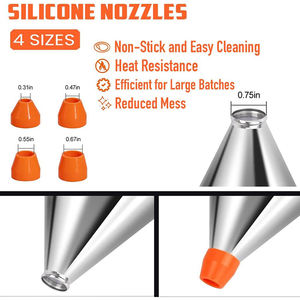 Cozinhar Funil Com Rack Aço Inoxidável Cone Bolo Panqueca Batter Dispenser Octopus Ball Funil com 4pcs Silicone Bicos - Product Image 6