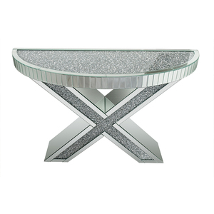 Grande table <span class=keywords><strong>console</strong></span> moderne avec dessus de miroir <span class=keywords><strong>en</strong></span> <span class=keywords><strong>verre</strong></span> pilé diamant Meuble élégant à miroir pour le salon - Product Image 6