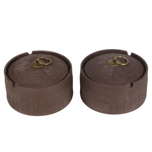 Futeng Mini Cenicero <span class=keywords><strong>de</strong></span> arena púrpura Impresión portátil <span class=keywords><strong>Ceniceros</strong></span> <span class=keywords><strong>de</strong></span> cerámica redondos Hotel <span class=keywords><strong>de</strong></span> estilo chino Cenicero <span class=keywords><strong>de</strong></span> <span class=keywords><strong>arcilla</strong></span> Púrpura pequeño con tapa - Product Image 4