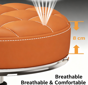 Tabouret de beauté rond réglable, chaise de salon pivotante, siège de coiffeuse capitonné avec dossier pour usage domestique ou professionnel - Product Image 3
