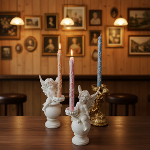 Velas Aromáticas Vintage Hechas a Mano, Altas y con Relieve, en Tonos Pastel, Populares para Celebraciones Nocturnas - Product Image 2