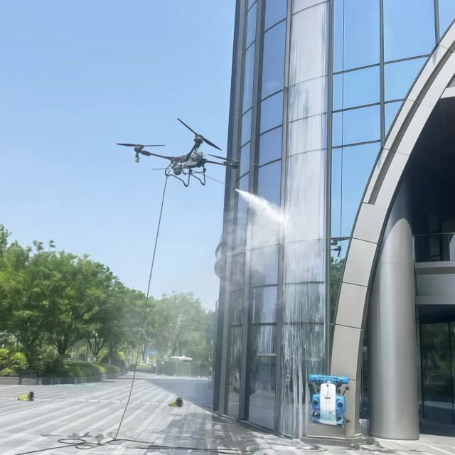 New Take Parachute Electric High-Pressure Water-Based Cleaning Drone for Professional Window and Building Facade Cleaning