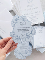 Invitation de mariage monogramme de luxe gaufrage couverture rigide couleur blanche Invitations de pli de poche avec carte de détails