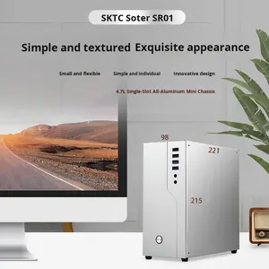 Casing Mini ITX <span class=keywords><strong>Horizontal</strong></span> SKTC SOT SR01 Full Aluminium untuk Router, HTPC, Kantor, PCIE Single Slot, Komputer <span class=keywords><strong>Desktop</strong></span> - Product Image 5