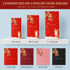 Ensemble de Hongbao personnalisable sur le thème de la neige avec 6 motifs peints à la main et accents en feuille d'or pour le Nouvel An Chinois - Product Image 4