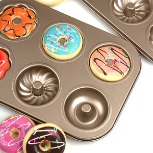 Molde para donas de 6 cavidades, antiadherente, de acero al carbono, para hornear donas y cupcakes - Product Image 1