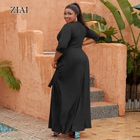 Nouvelle robe ample pour femmes, couleur unie, tendance, grande taille, avec ceinture