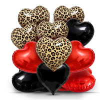 Nouvel ensemble de ballons en forme de cœur à imprimé léopard de 18 pouces pour les mariages, les fêtes de la Saint-Valentin, ballons décoratifs en gros