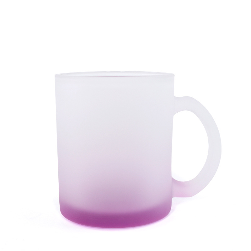 Manufacture 11oz Sublimation Matte Color Beer Mug Wholesale Heat Transfer Colorful Bottom Sublimation Frosted Glass Mug