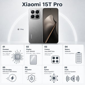 Nuovo <span class=keywords><strong>Xiaomi</strong></span> 15T Pro Versione Sbloccata Smartphone 5G 6.83" AMOLED Fotocamera 50MP <span class=keywords><strong>MI</strong></span> Android Versioni Globali Telefoni Cellulari - Product Image 3